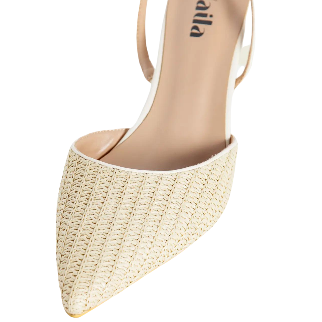 Vaila Lynn Beige Raffia Slingback Pumps, product view 4.