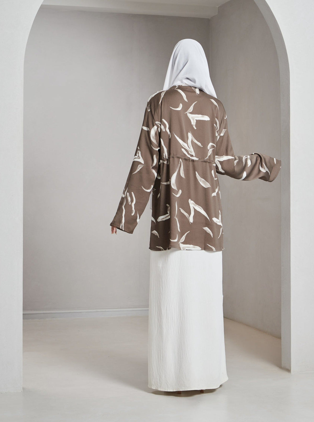 Aliza Printed Crinkled-Satin Jacket — Brown, product view 2.