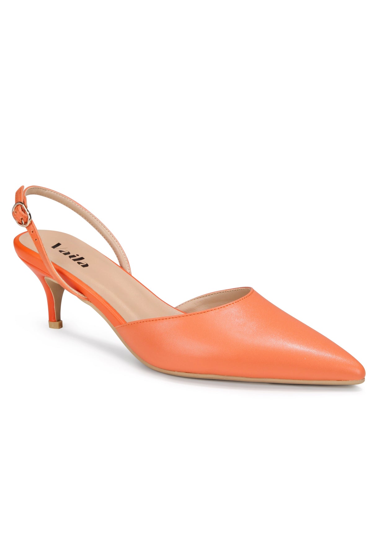 Vaila Mia Apricot Kitten-Heel Slingbacks, product view 2.
