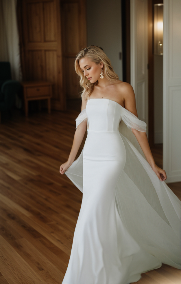 SelenaHuanStudio Off-Shoulder Satin Wedding Dress, product view 1.
