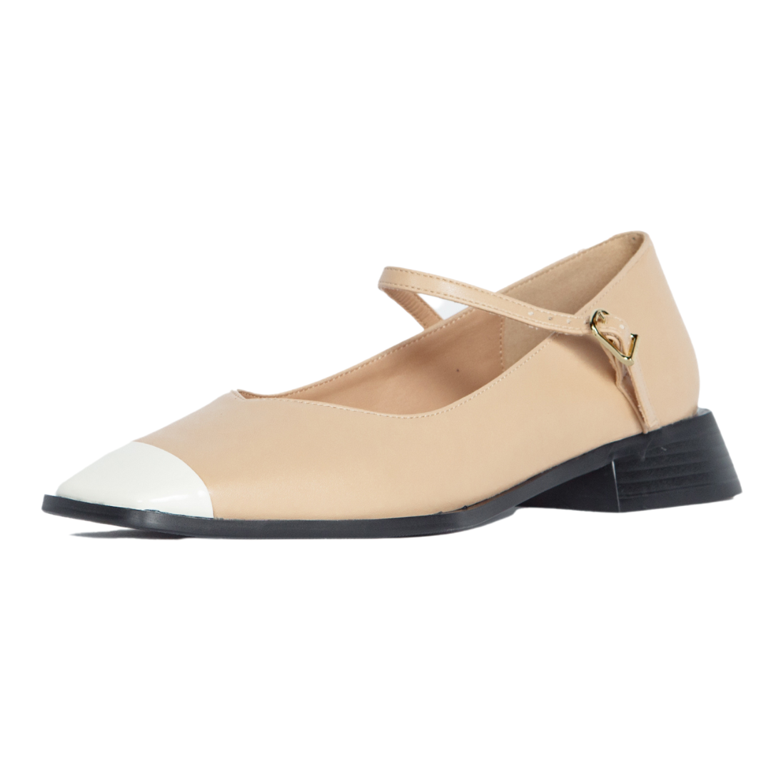 PENELOPE Nude Patent Cap-Toe Mary Jane Flats