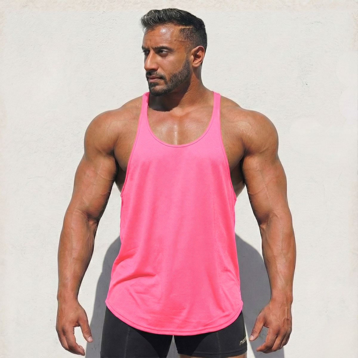 Physique Bodyware Men's Tri-Blend Stringer Tank Top, product view 17.