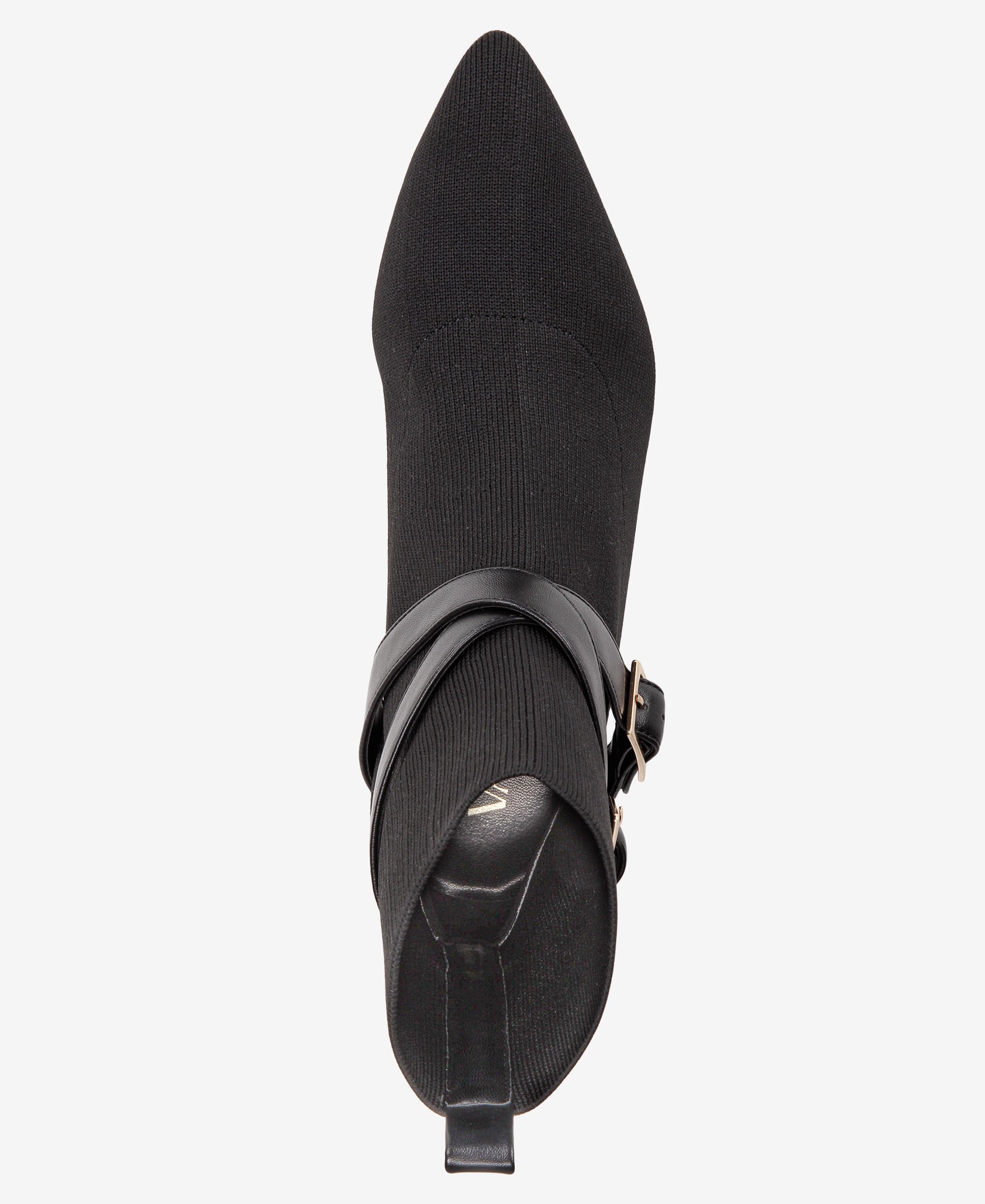 ALMA Black Knit Pointed-Toe Ankle Boots