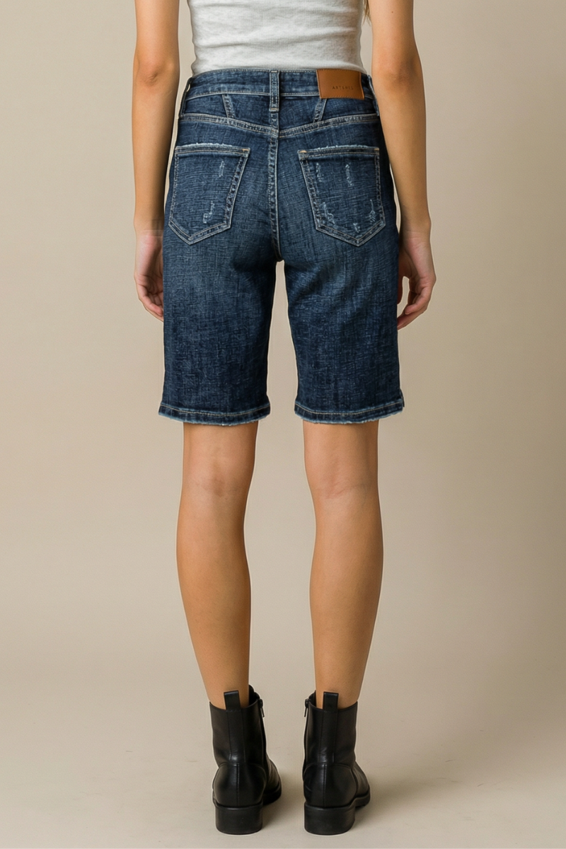 Celeste Dark Wash High Rise Bermuda Jeans