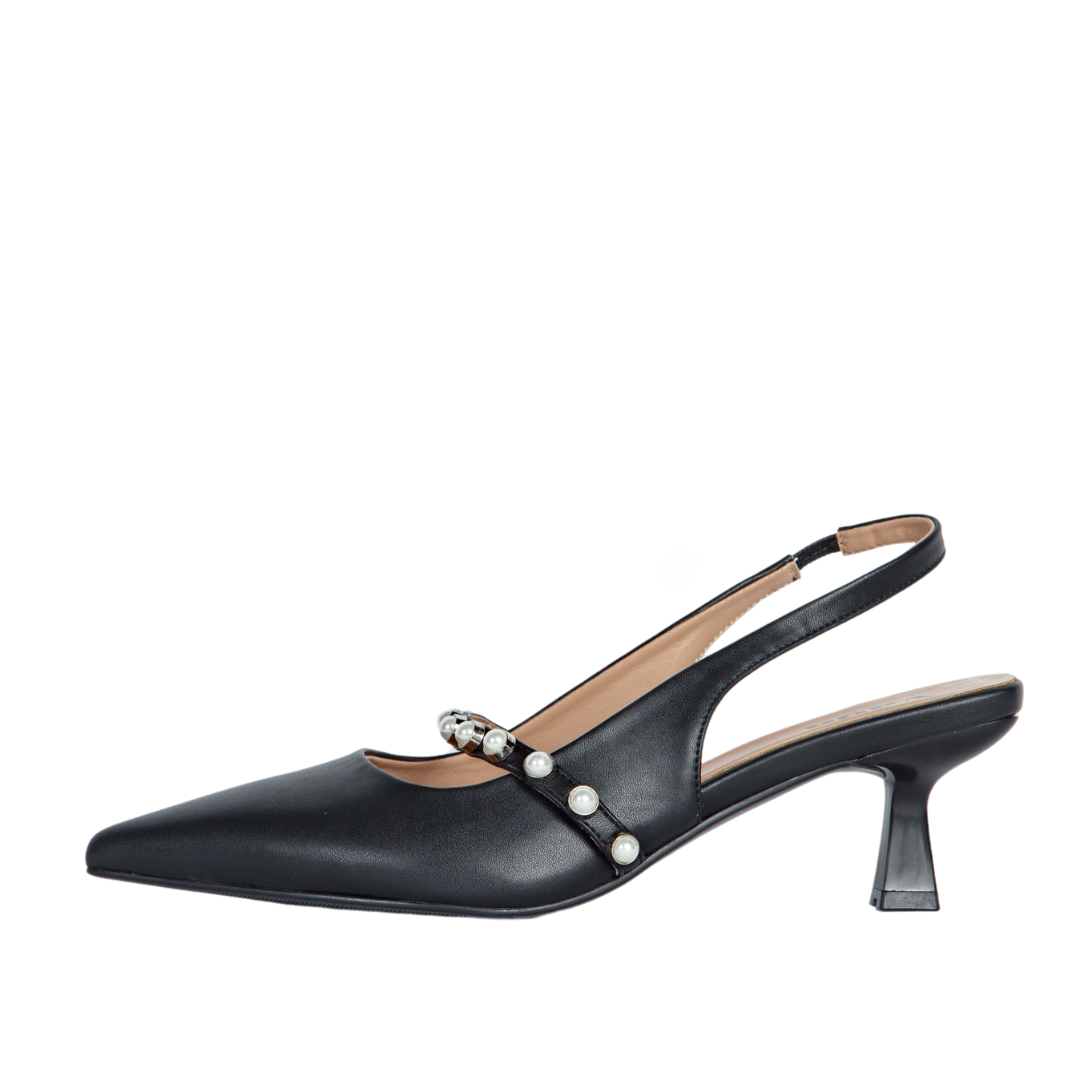 SOPHIA Black Pearl-Detail Slingback Pumps