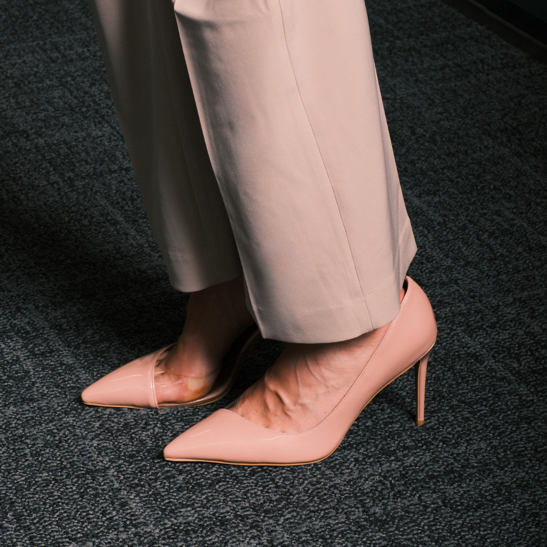 JANE Nude PVC and Patent D’Orsay Pumps