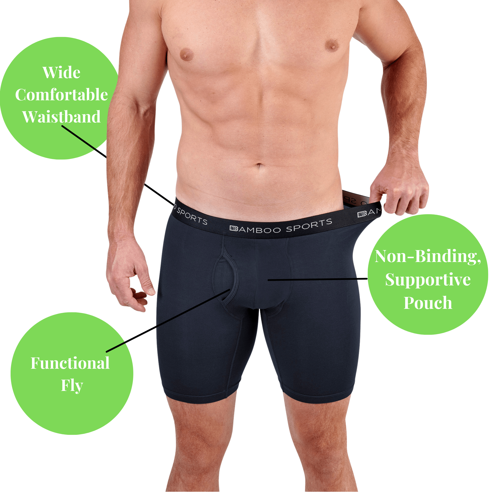 Men's Bamboo Sports Boxer Briefs - 4 Pack