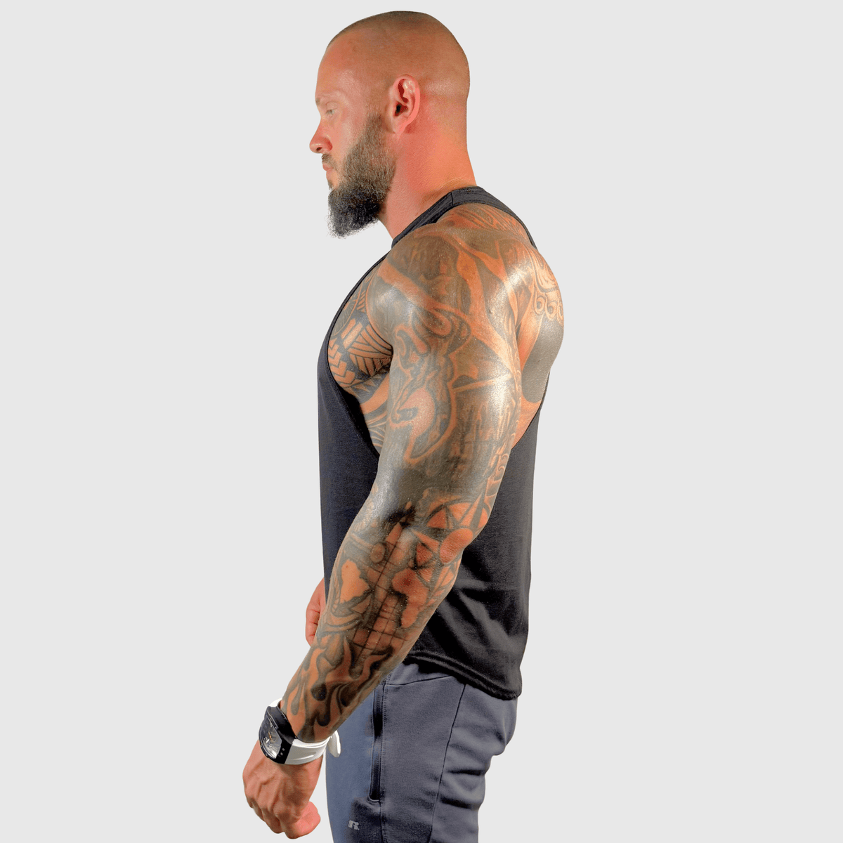 Physique Bodyware Men's Tri-Blend Drop-Arm Tank Top, product view 5.