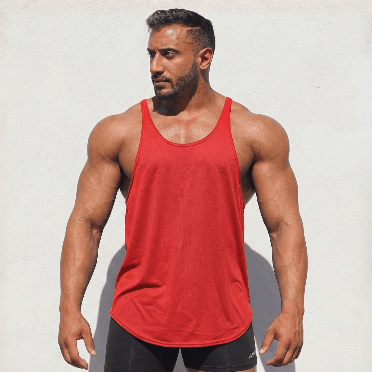 Physique Bodyware Men's Tri-Blend Stringer Tank Top, product view 15.
