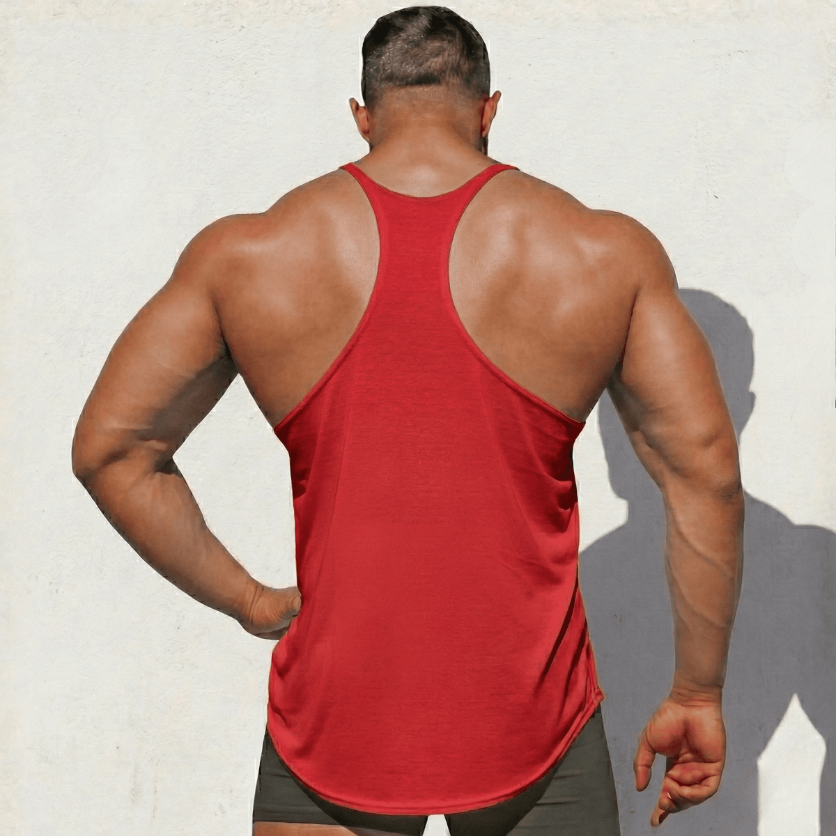 Physique Bodyware Men's Tri-Blend Stringer Tank Top, product view 16.