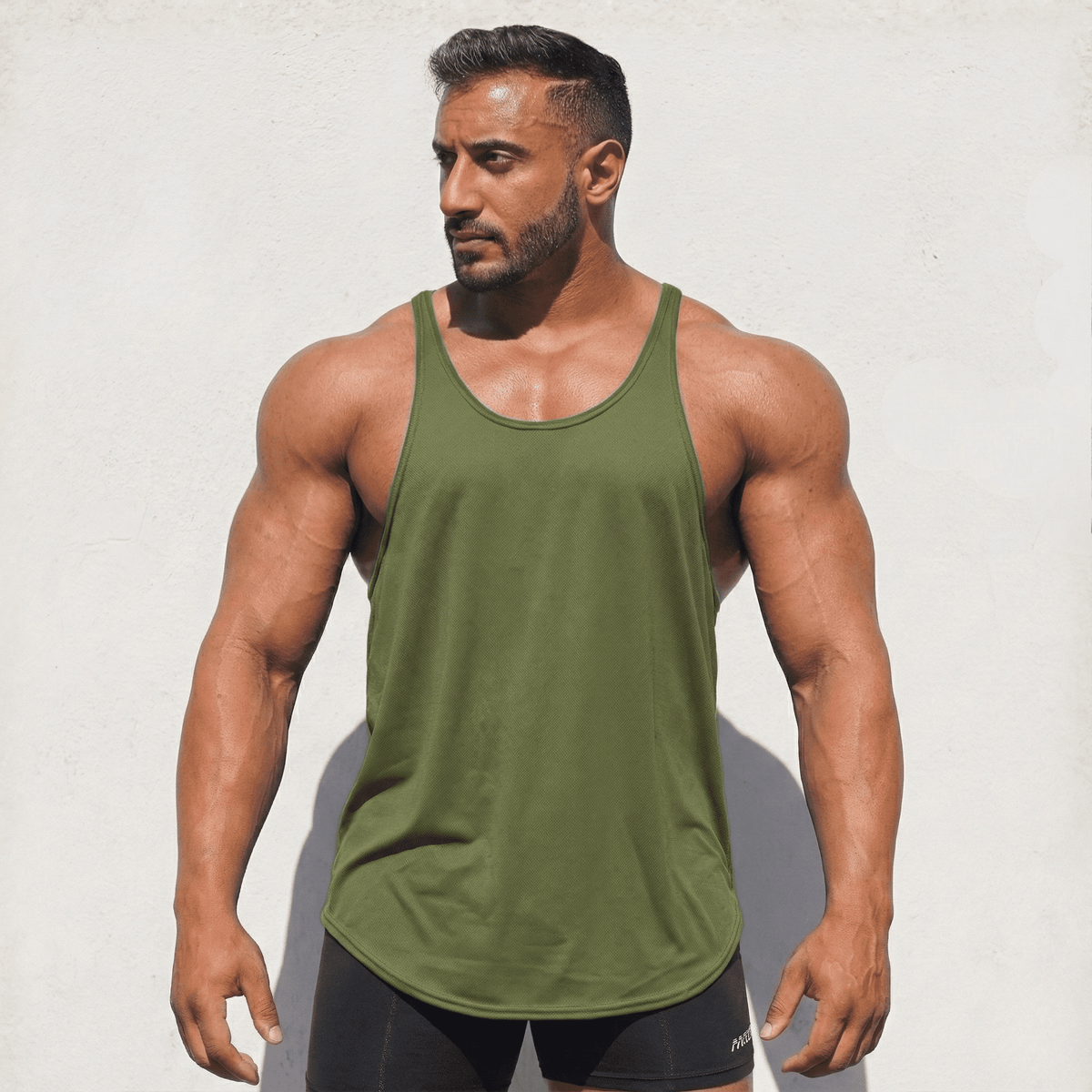 Physique Bodyware Men's Tri-Blend Stringer Tank Top, product view 9.
