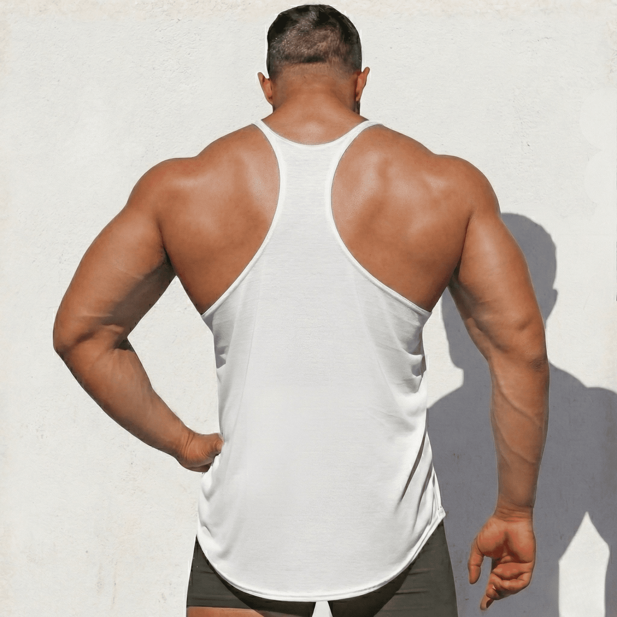 Physique Bodyware Men's Tri-Blend Stringer Tank Top, product view 6.