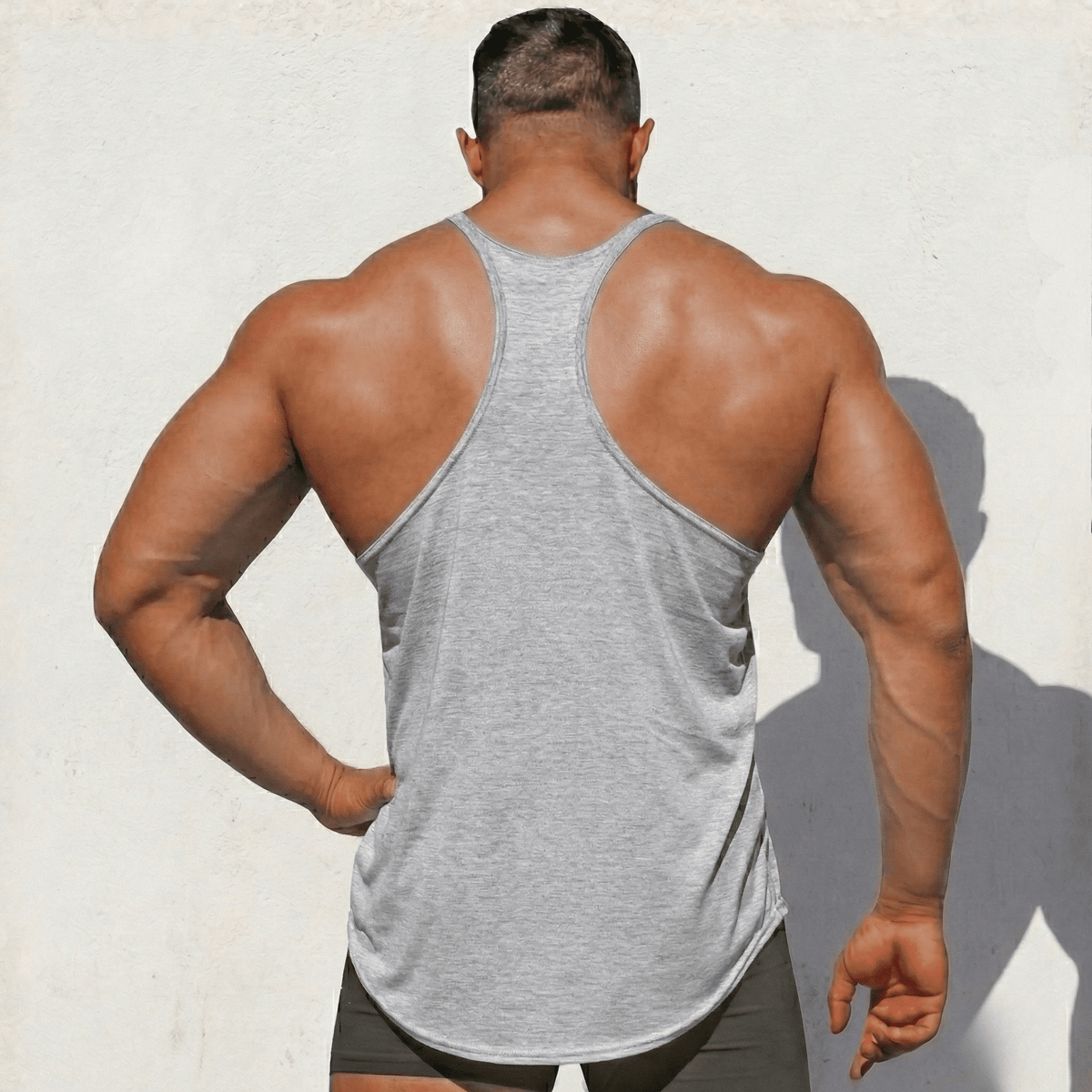 Physique Bodyware Men's Tri-Blend Stringer Tank Top, product view 8.