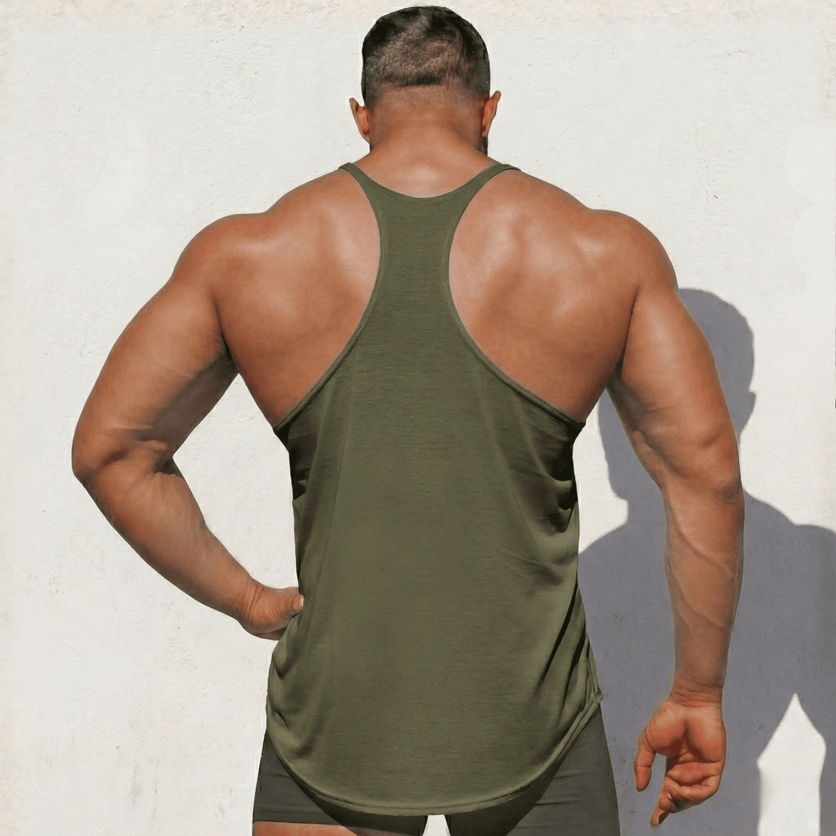 Physique Bodyware Men's Tri-Blend Stringer Tank Top, product view 10.