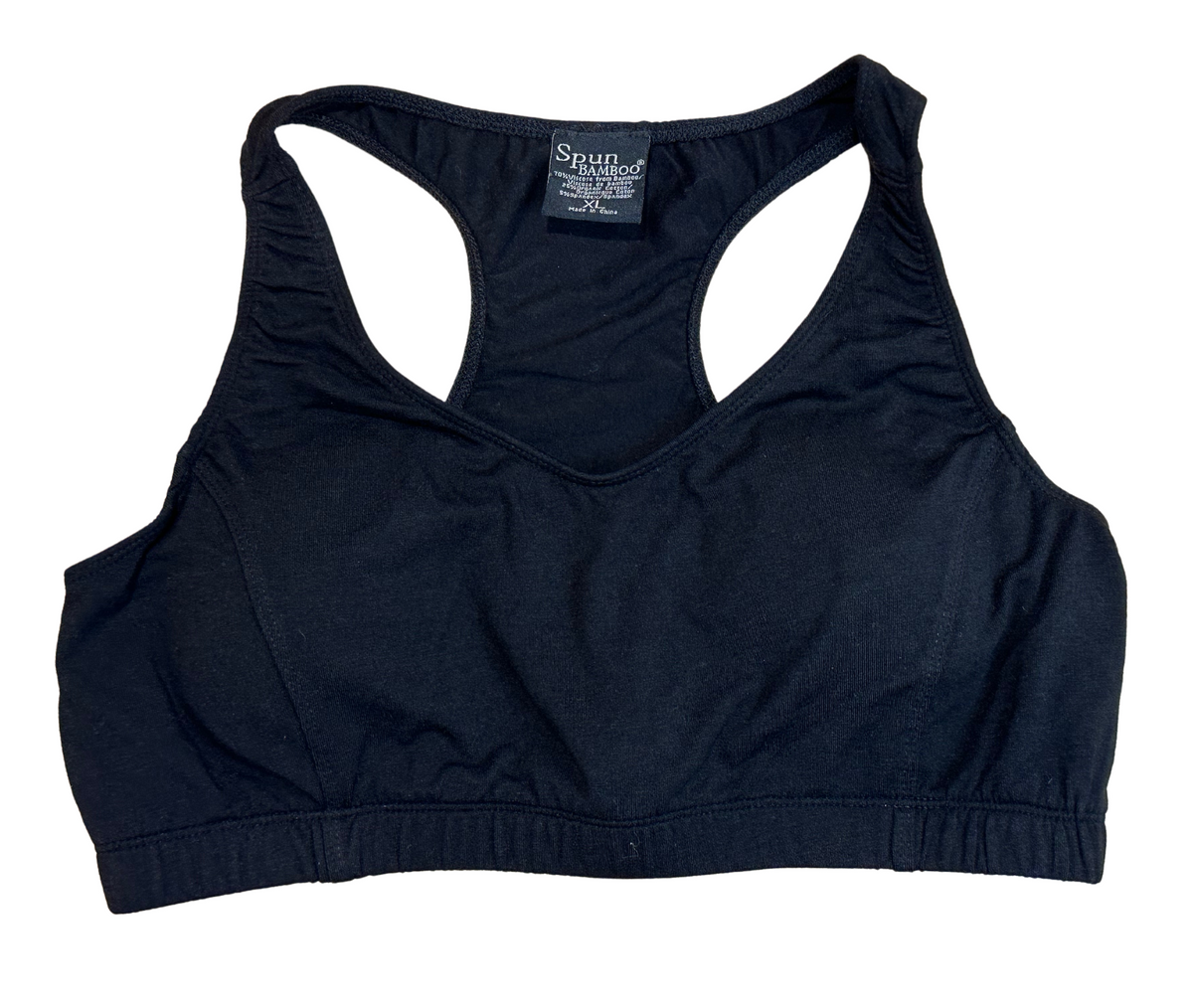 New Women's Bamboo Padded Sports Bra in Black by Spun Bamboo – primary product view