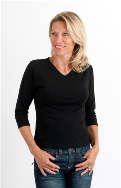 Clearance Women's Bamboo Viscose/Cotton V-Necks 3/4 Sleeve T-Shirt by Spun Bamboo – product view 5