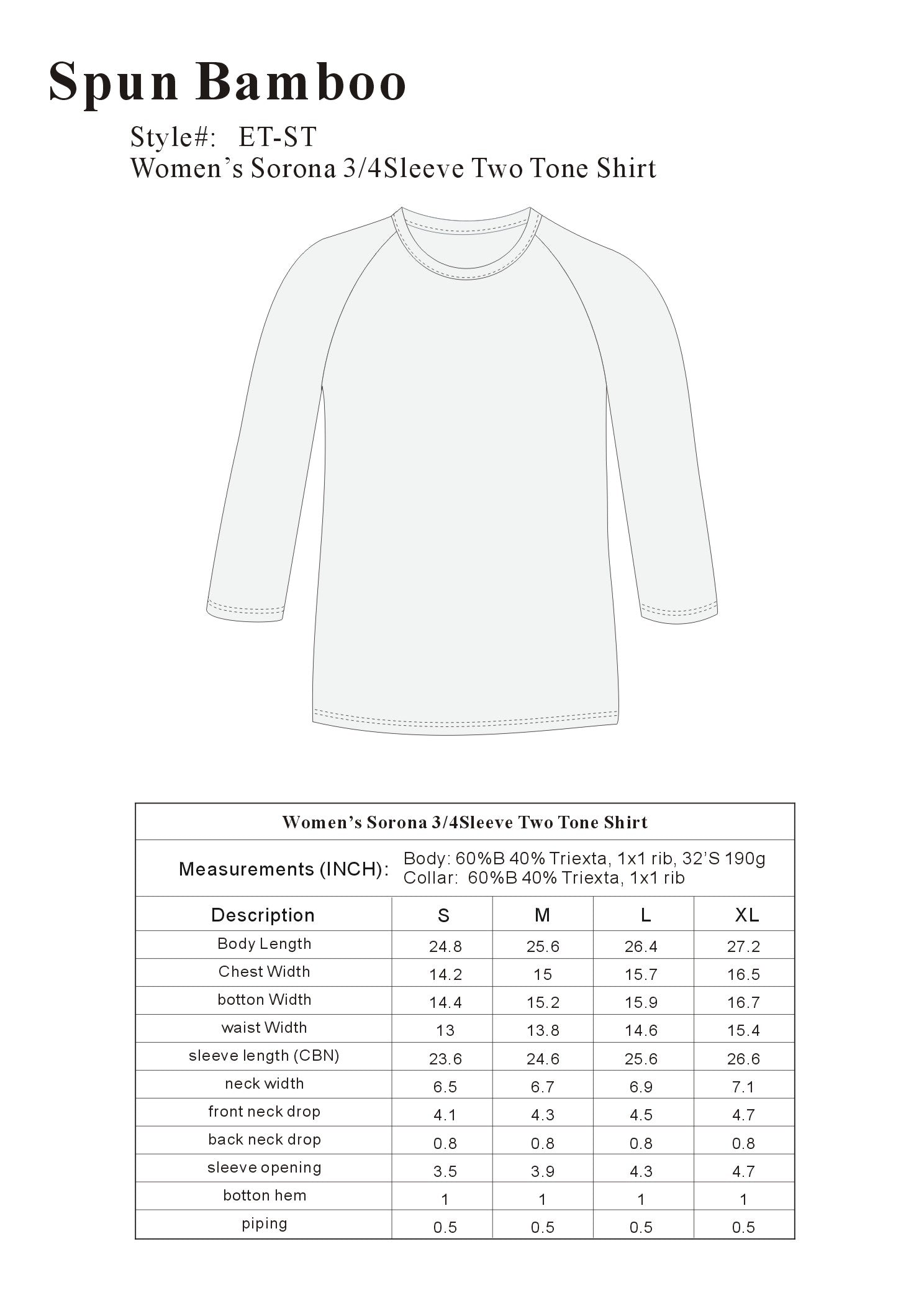 Liquidation T-shirt à manches 3/4 en rayonne de bambou/Sorona pour femme