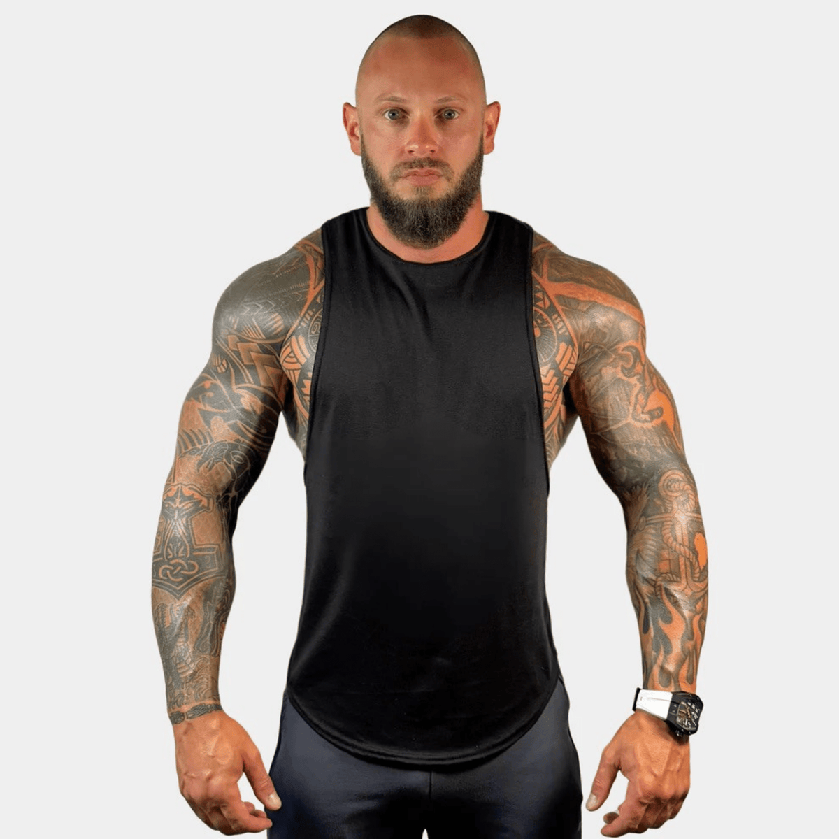 Physique Bodyware Men's Tri-Blend Drop-Arm Tank Top, product view 3.
