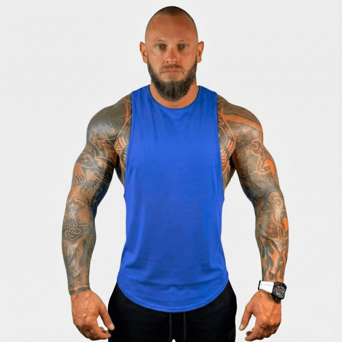 Physique Bodyware Men's Tri-Blend Drop-Arm Tank Top, product view 10.