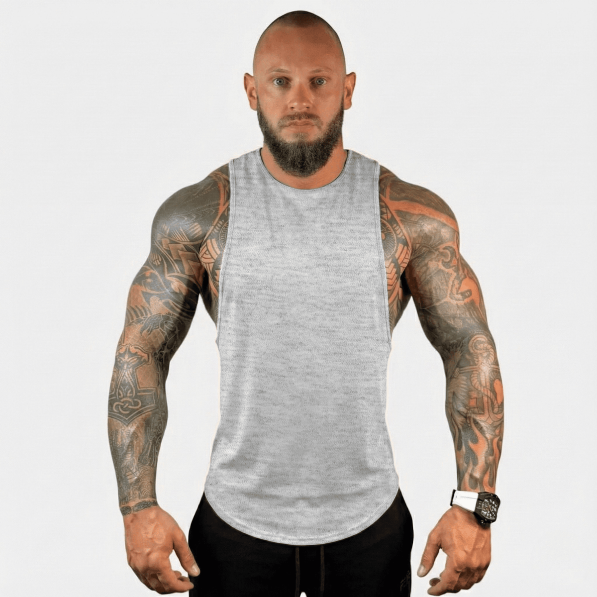 Physique Bodyware Men's Tri-Blend Drop-Arm Tank Top, product view 8.