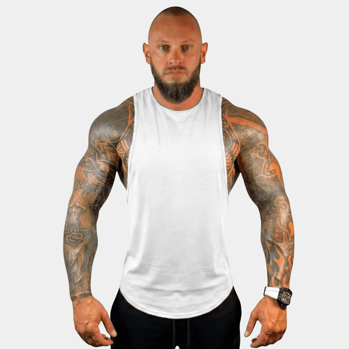 Physique Bodyware Men's Tri-Blend Drop-Arm Tank Top, product view 6.