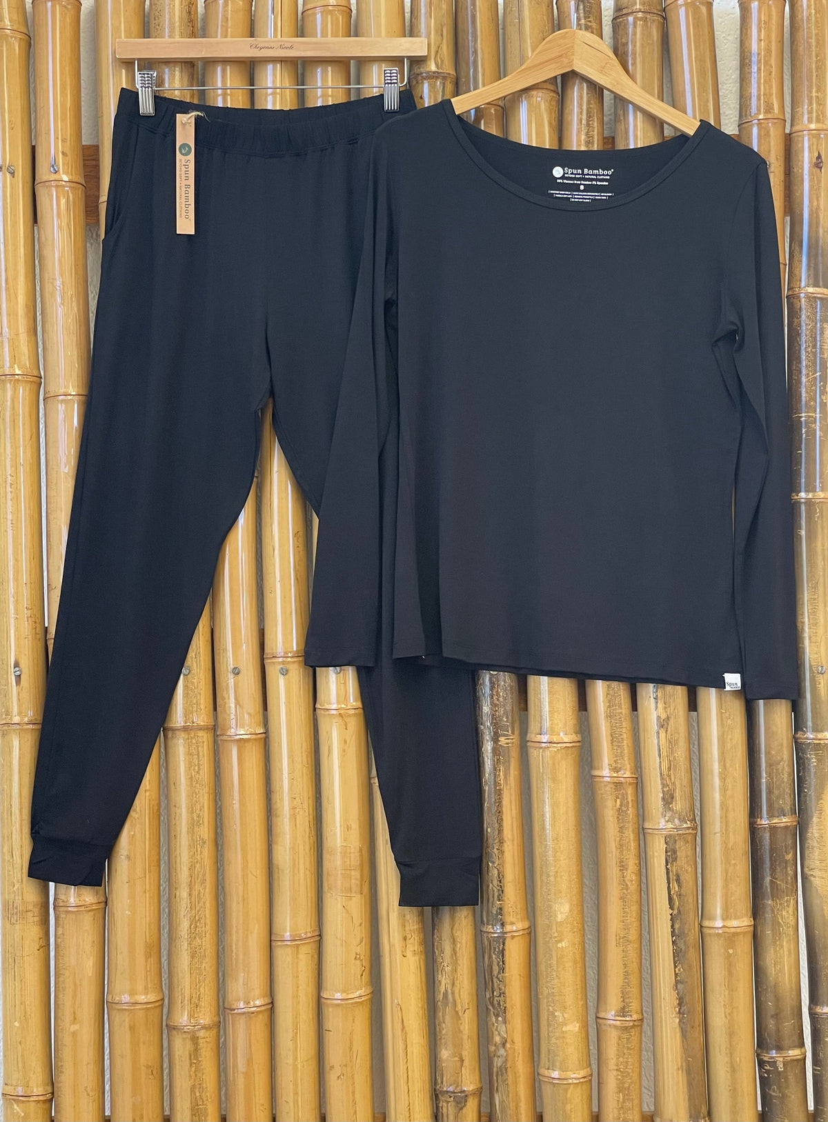 Women's Bamboo Lounge Set - Long Sleeve T-Shirt and Jogger Pants by Spun Bamboo – product view 10