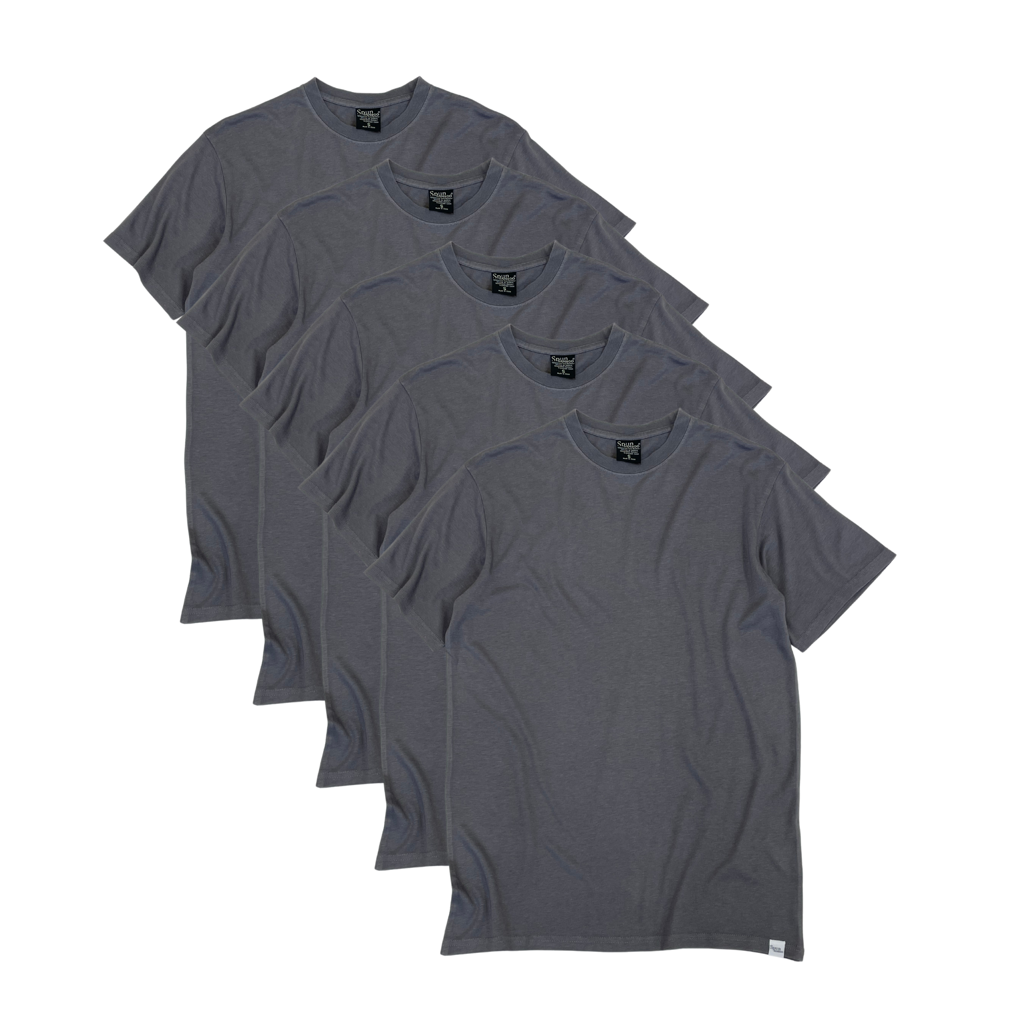Men’s Bamboo Viscose & Organic Cotton Crew Neck T-Shirt – Charcoal Grey 5-Pack