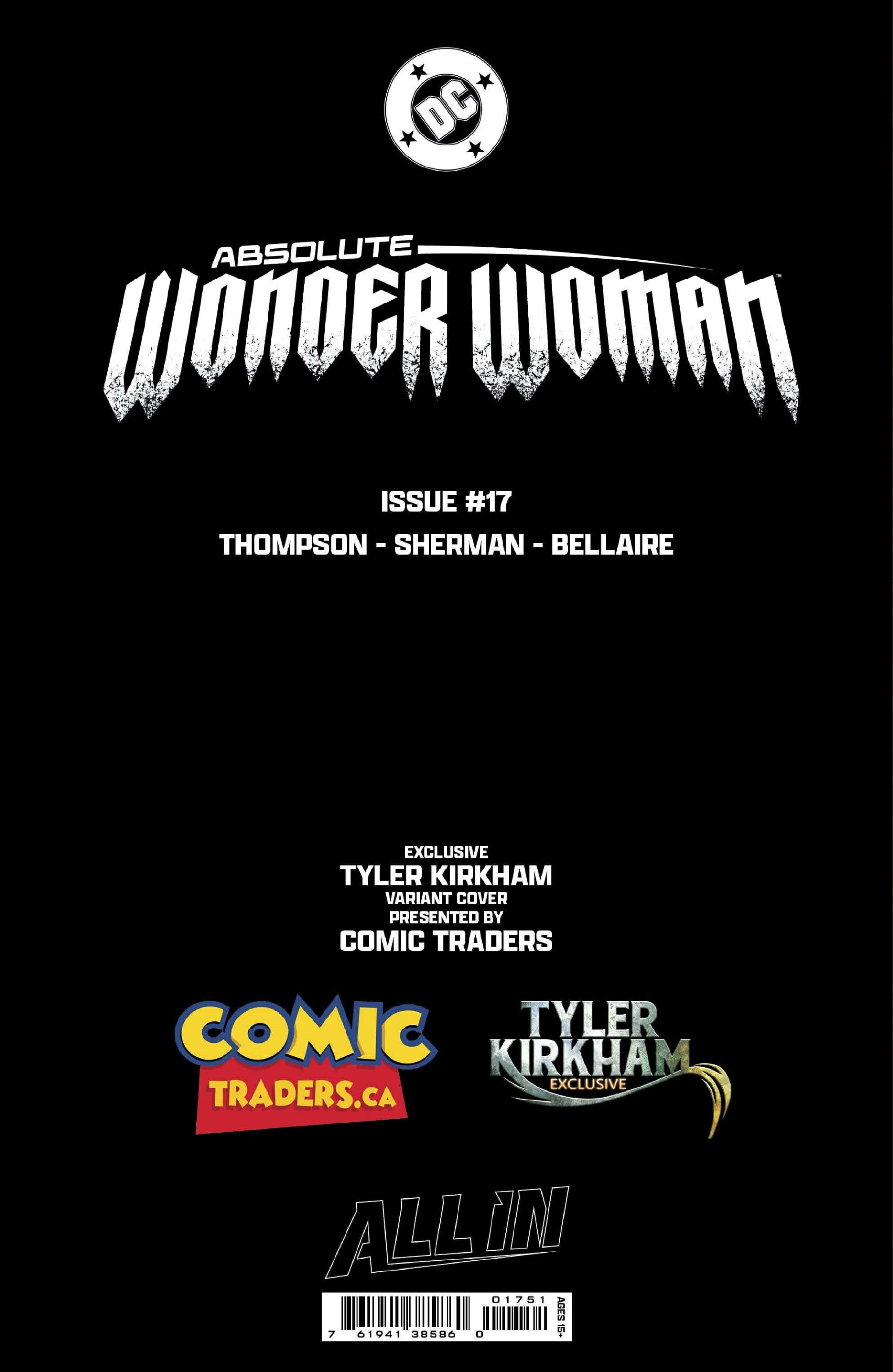 Absolute Wonder Woman #17 Portada Exclusiva de Tyler Kirkham (25/02/2026)