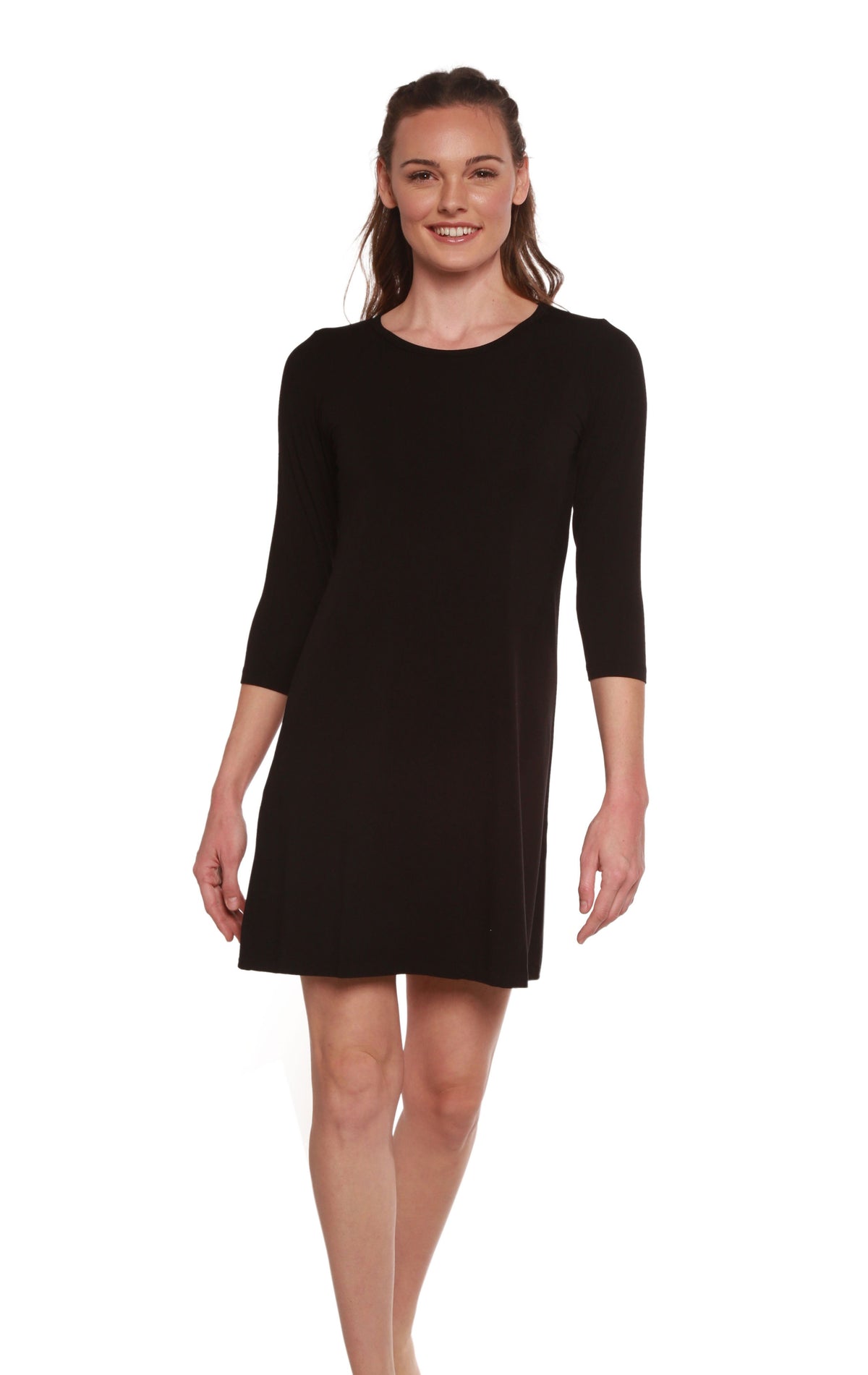 Women's A-Line Bamboo Viscose Dress in Black by Spun Bamboo – primary product view