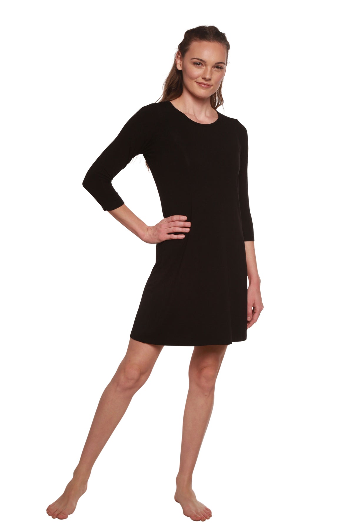 Women's A-Line Bamboo Viscose Dress in Black by Spun Bamboo – product view 3