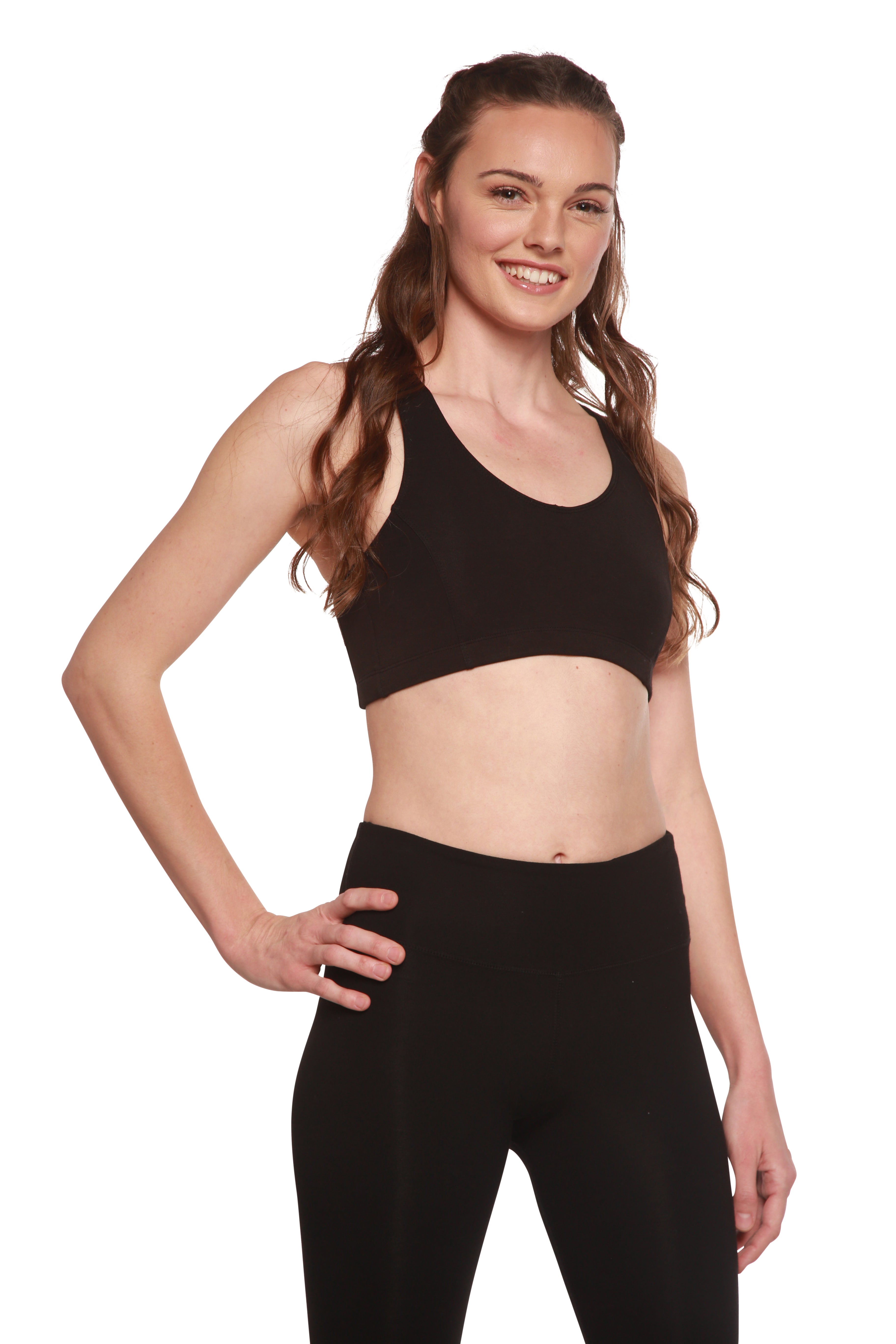 New Women's Bamboo Padded Sports Bra in Black by Spun Bamboo – product view 2