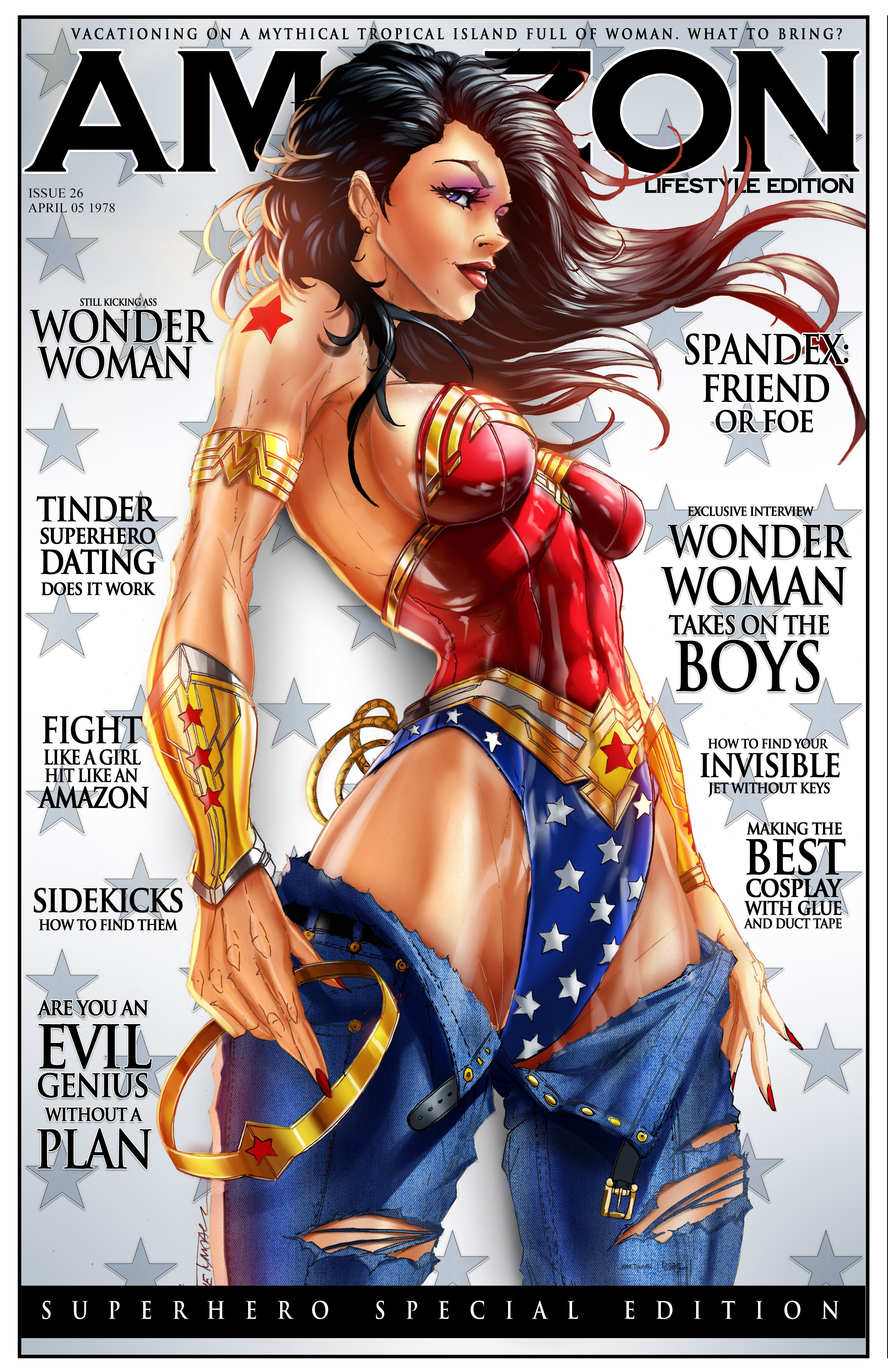 Wonder Woman Amazon Magazine artwork illustrated by Jamie Tyndall, available as a paper, metal, or canvas print.