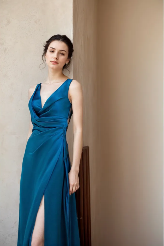SelenaHuanStudio Sapphire Satin Backless Evening Gown, product view 5.