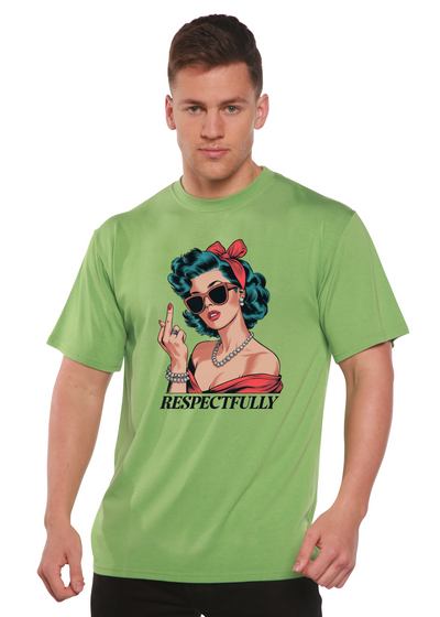 Respectfully Middle Finger Unisex Bamboo/Cotton Graphic T-Shirt by Spun Bamboo – product view 7