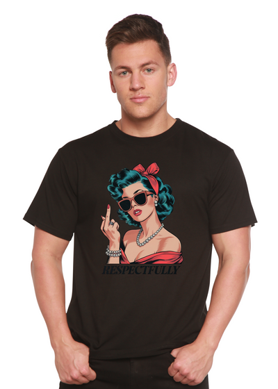 Respectfully Middle Finger Unisex Bamboo/Cotton Graphic T-Shirt by Spun Bamboo – product view 11