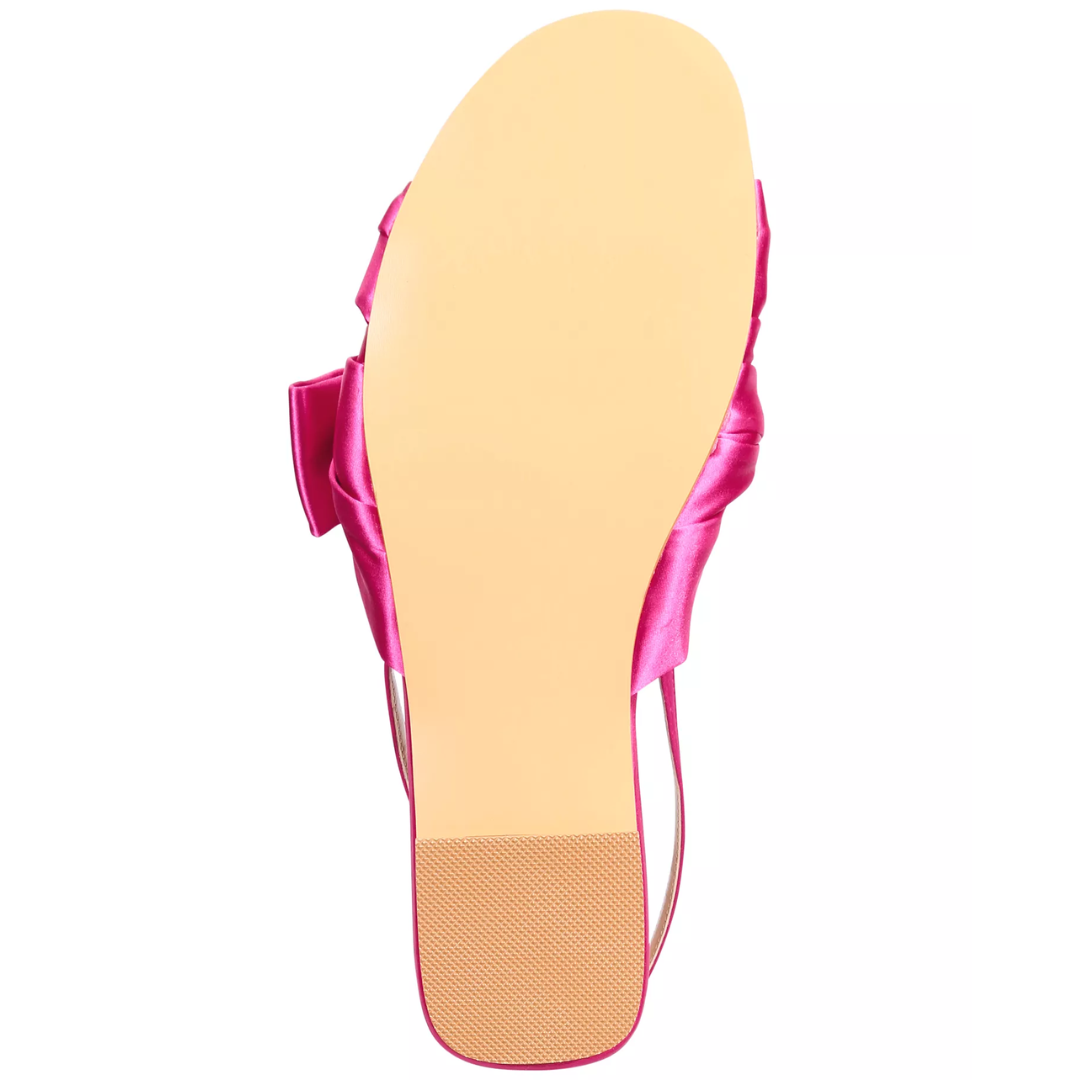 Sandalias LILA fucsia de satén con detalle de lazo
