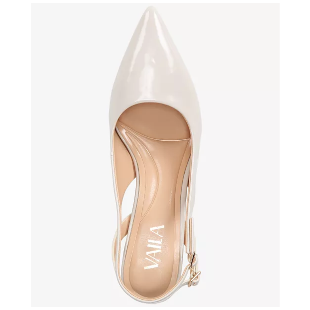 CLOVER Beige Double-Buckle Slingback Pumps