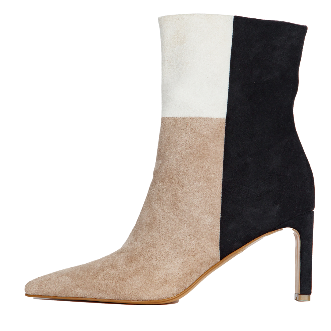 Vaila Simone Nude Tri-Color Suede Booties, product view 1.