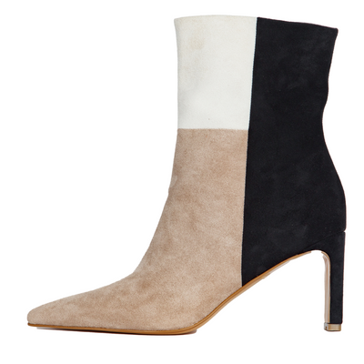 Vaila Simone Nude Tri-Color Suede Booties, product view 1.