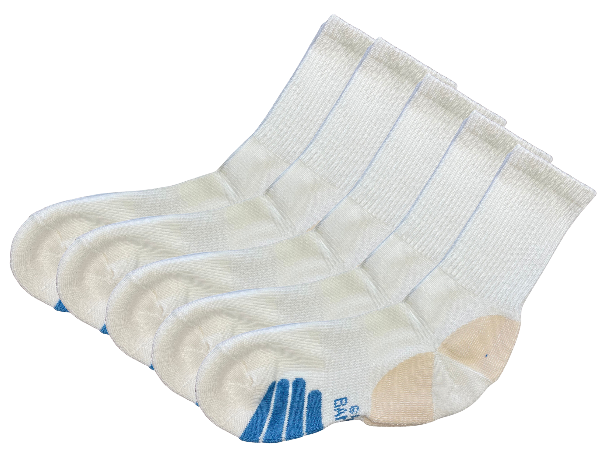 High Performance Crew Bamboo Viscose Socks – Natural with Blue Padding, 5-Pack by Spun Bamboo – primary product view