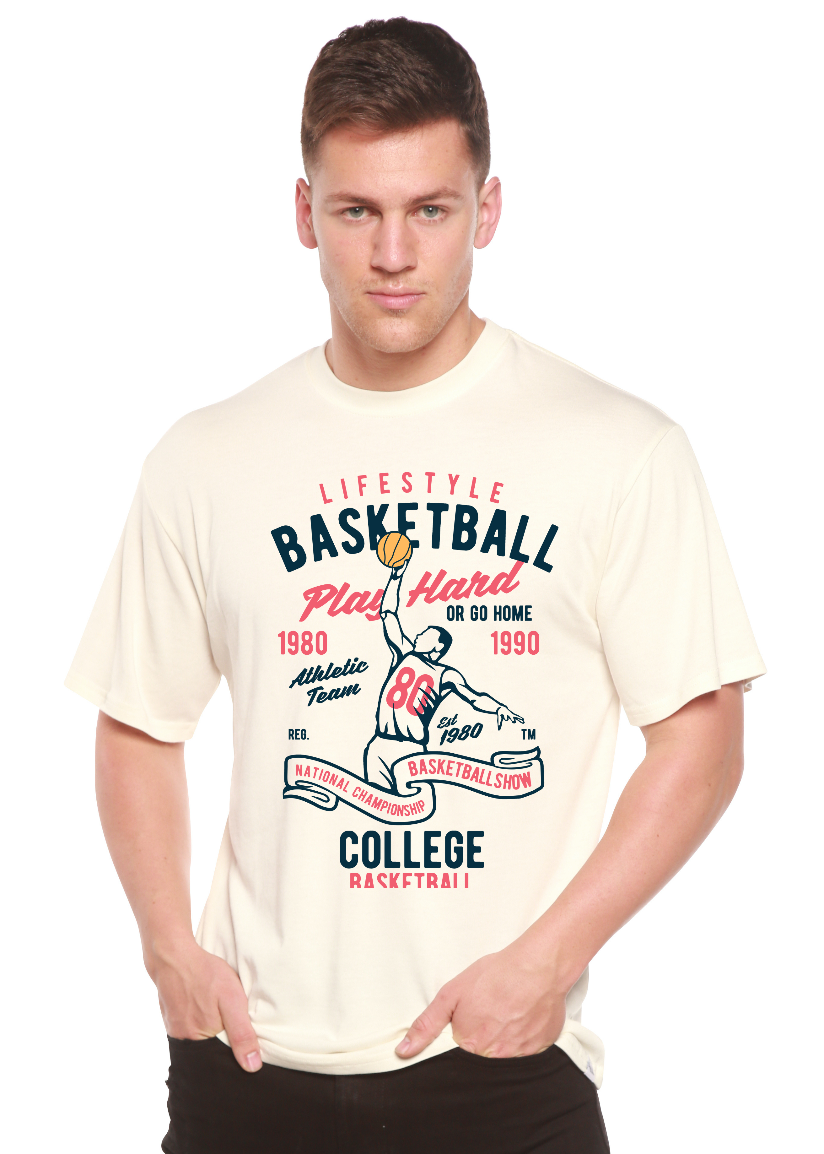 Life Style Basketball Men's Bamboo Viscose/Organic Cotton Short Sleeve Graphic T-Shirt by Spun Bamboo – primary product view