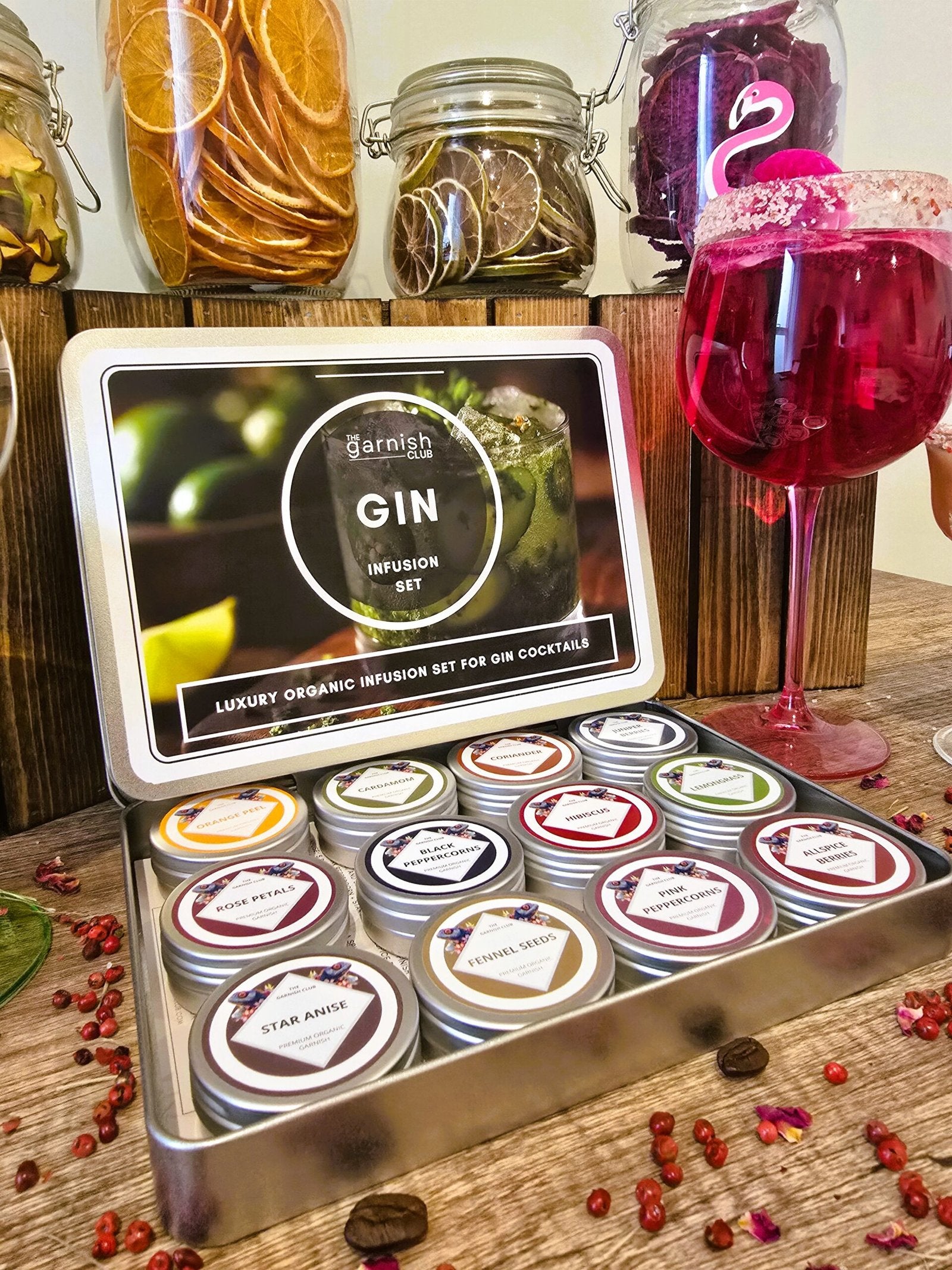 Botánicos orgánicos premium: set de infusión para cócteles de ginebra