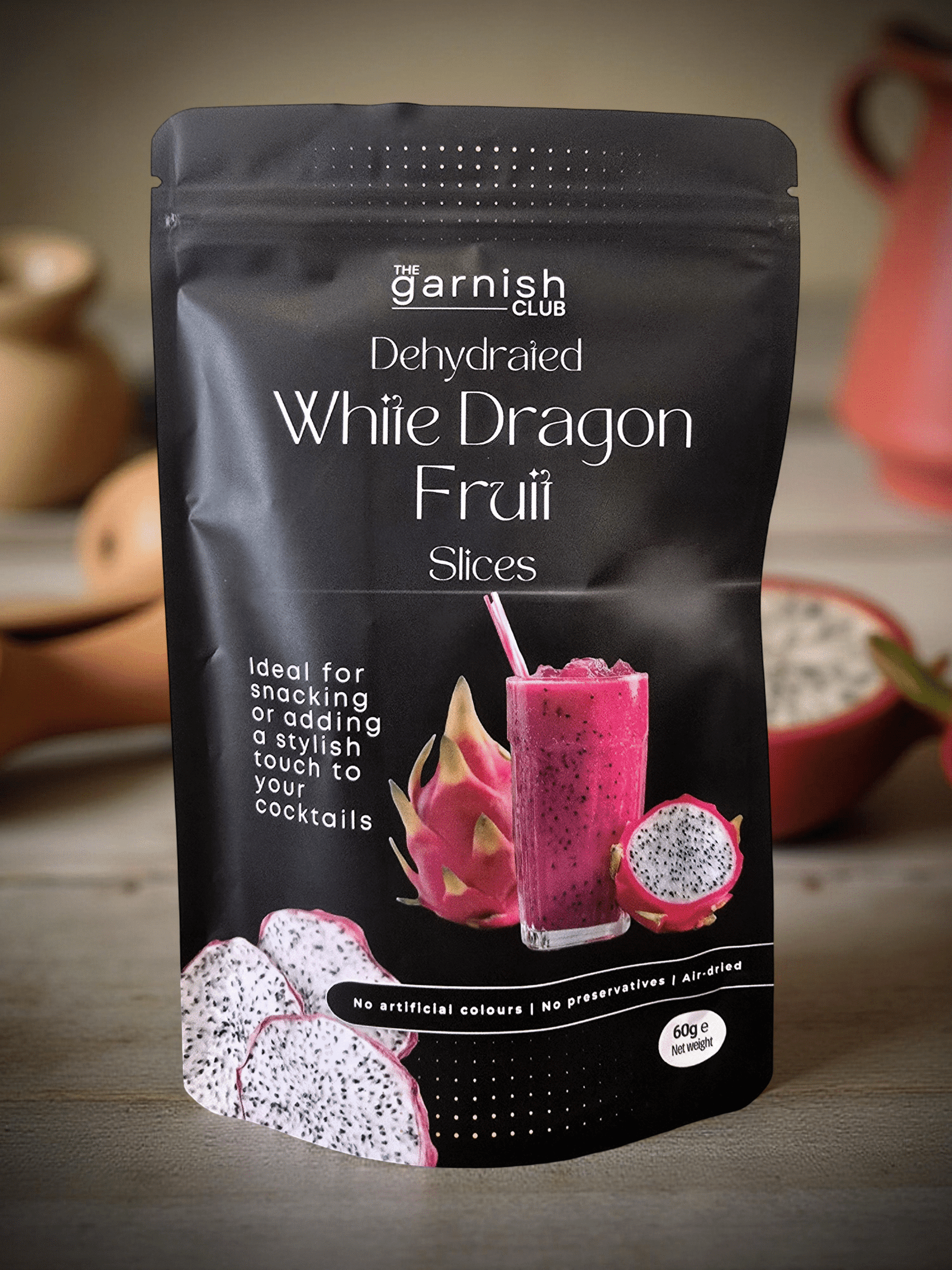 The Garnish Club Premium Dehydrated White Dragon Fruit Cocktail Garnish Slices