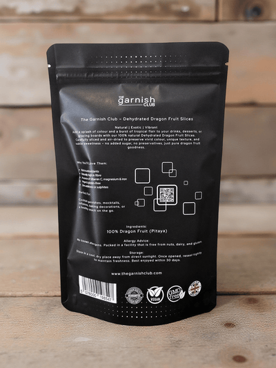 The Garnish Club Premium Dehydrated White Dragon Fruit Cocktail Garnish Slices