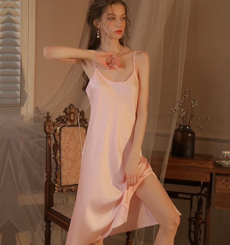 SelenaHuanStudio Knee-Length Silky Lace Nightdress & Robe Set, product view 3.