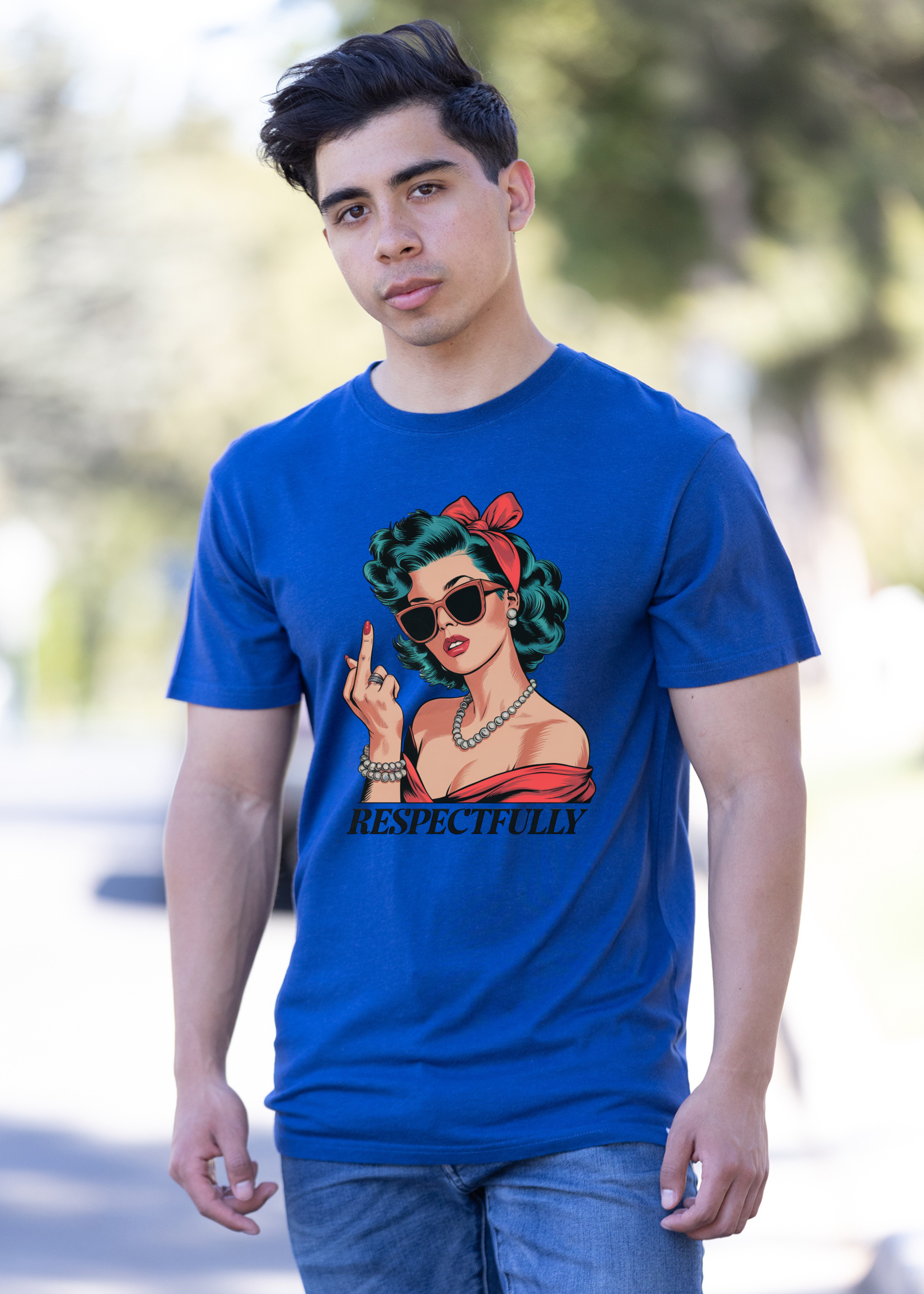 Respectfully Middle Finger Unisex Bamboo/Cotton Graphic T-Shirt by Spun Bamboo – product view 13