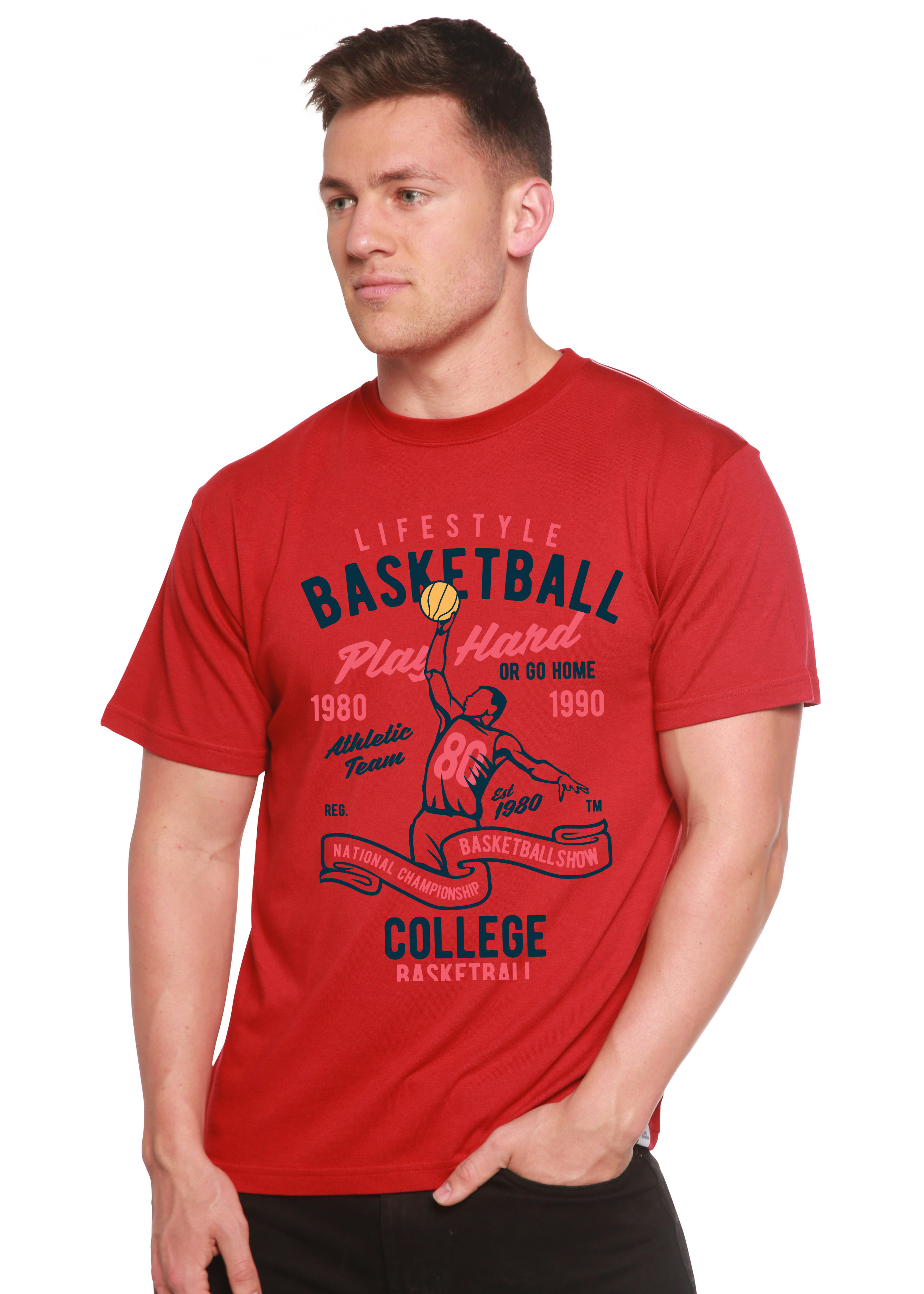 Life Style Basketball Men's Bamboo Viscose/Organic Cotton Short Sleeve Graphic T-Shirt by Spun Bamboo – product view 2