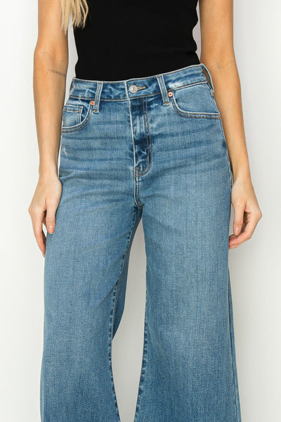 Jeans palazzo cortos de tiro alto Noa