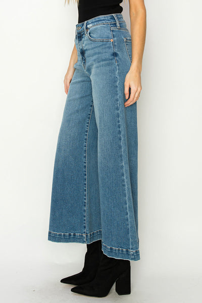 Jeans palazzo cortos de tiro alto Noa