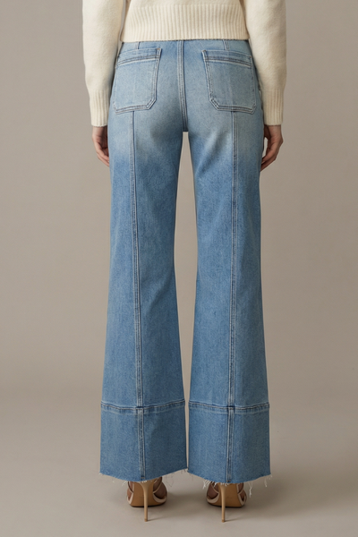 Vaqueros Palazzo Adelgazantes con Control Abdominal Aurora de Tela Ecológica